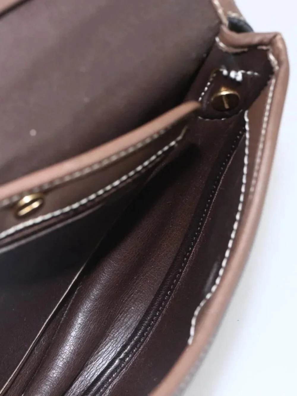 Christian Dior Shoulder Bag Leather Brown Gold Auth 151731 - Picture 12 of 16